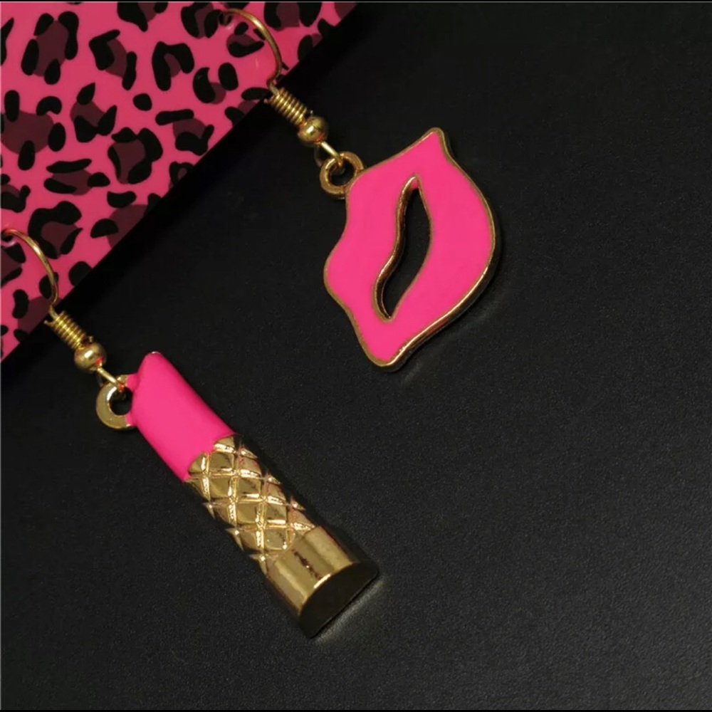 Betsey Johnson Sexy Lipstick Kiss Earrings - Picture 2 of 5